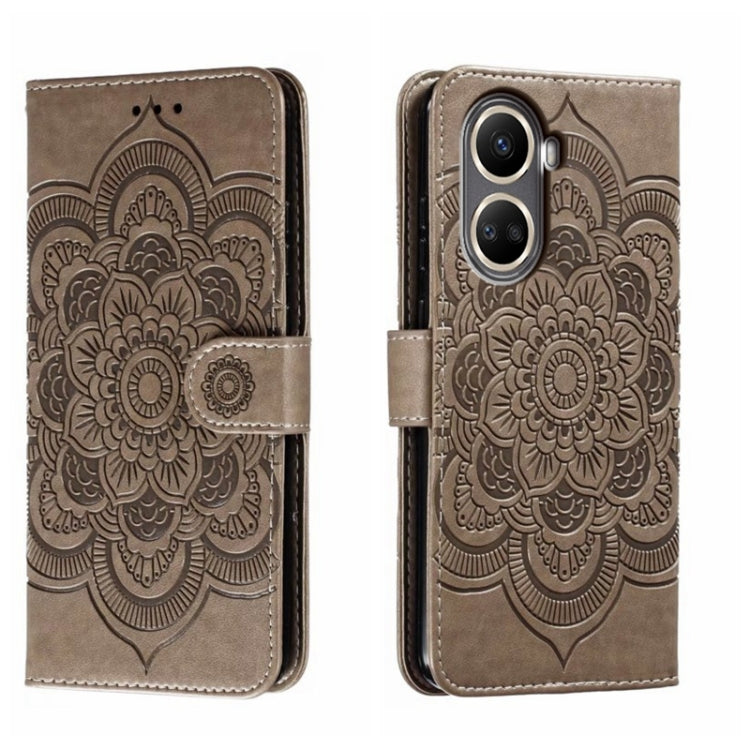 For Huawei nova 10 SE Sun Mandala Embossing Pattern Phone Leather Case