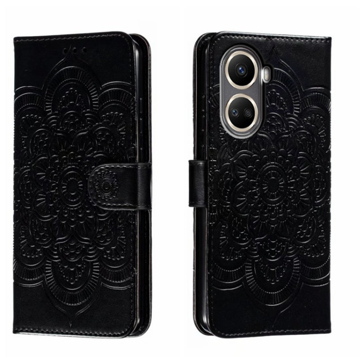 For Huawei nova 10 SE Sun Mandala Embossing Pattern Phone Leather Case