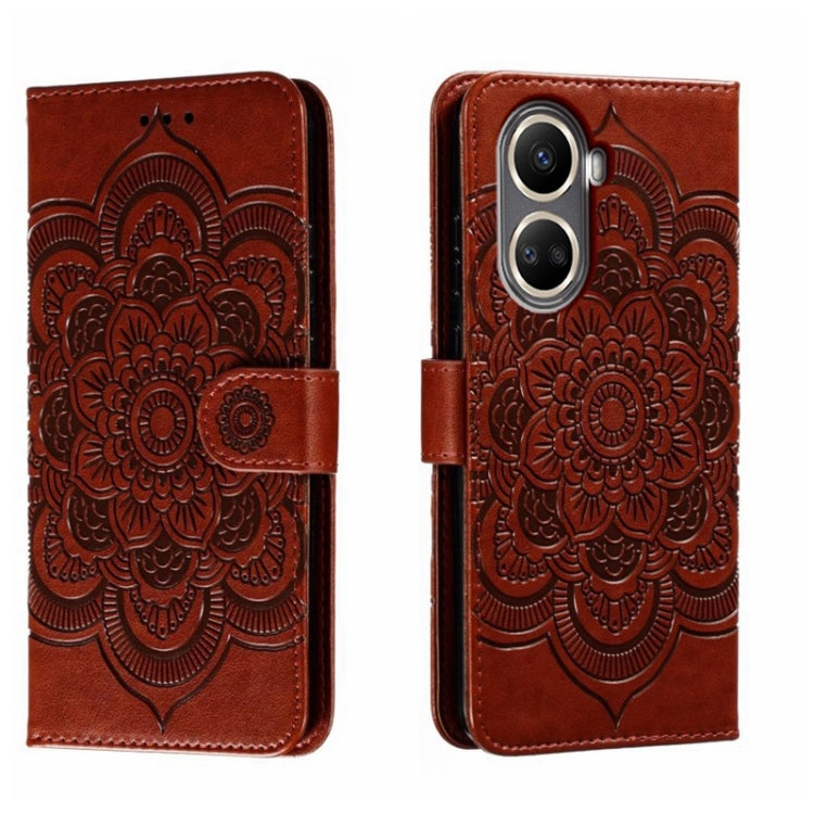 For Huawei nova 10 SE Sun Mandala Embossing Pattern Phone Leather Case