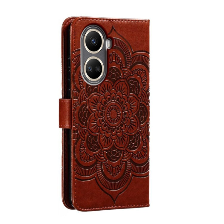 For Huawei nova 10 SE Sun Mandala Embossing Pattern Phone Leather Case
