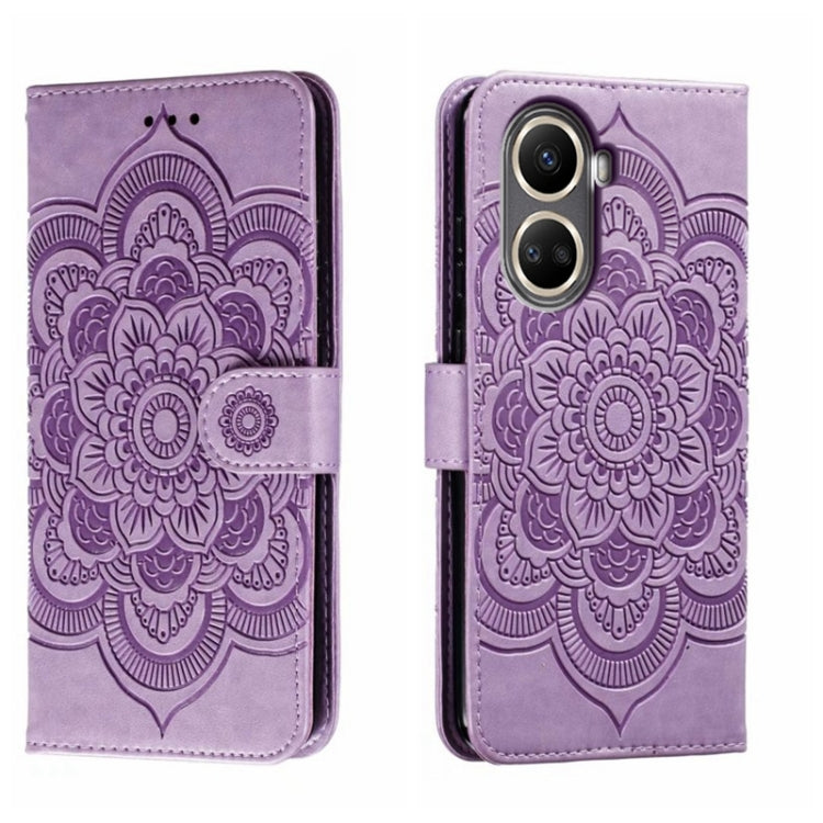 For Huawei nova 10 SE Sun Mandala Embossing Pattern Phone Leather Case