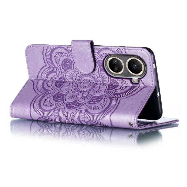 For Huawei nova 10 SE Sun Mandala Embossing Pattern Phone Leather Case