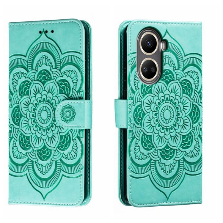 For Huawei nova 10 SE Sun Mandala Embossing Pattern Phone Leather Case
