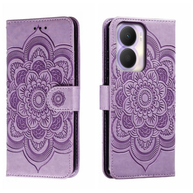 For Honor Play 40 Plus Sun Mandala Embossing Pattern Phone Leather Case
