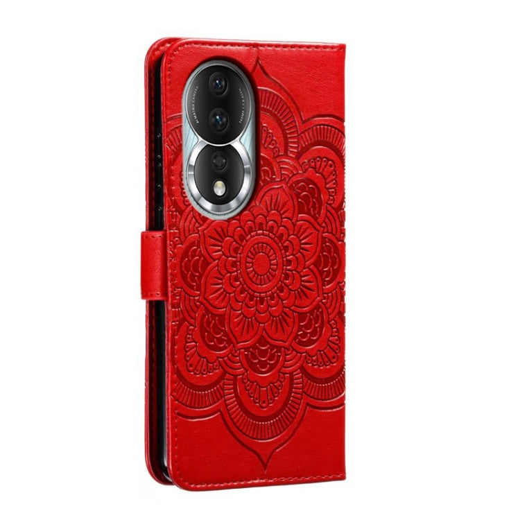 For Honor 80 Sun Mandala Embossing Pattern Phone Leather Case