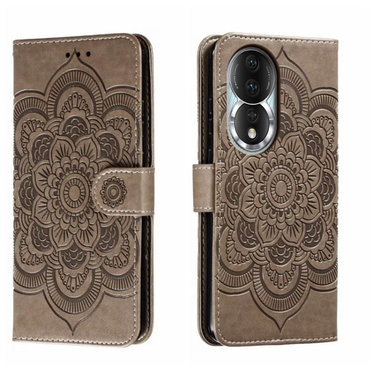 For Honor 80 Sun Mandala Embossing Pattern Phone Leather Case