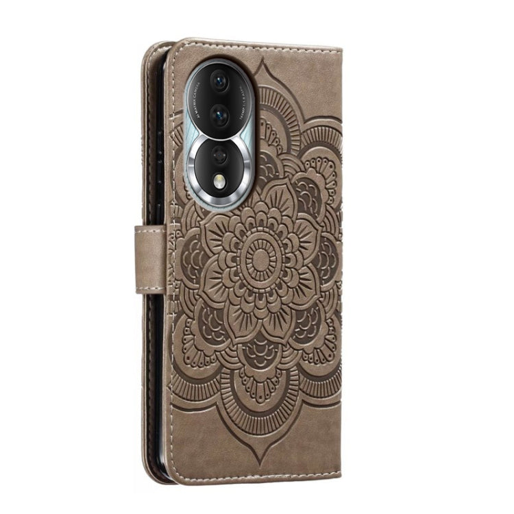 For Honor 80 Sun Mandala Embossing Pattern Phone Leather Case