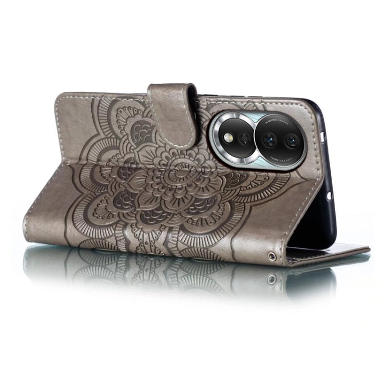 For Honor 80 Sun Mandala Embossing Pattern Phone Leather Case