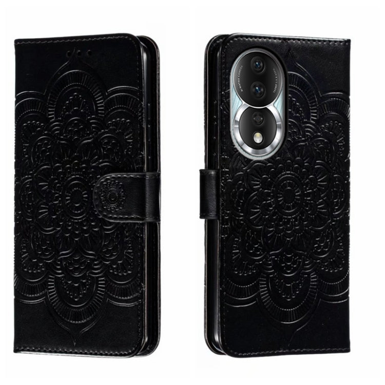 For Honor 80 Sun Mandala Embossing Pattern Phone Leather Case