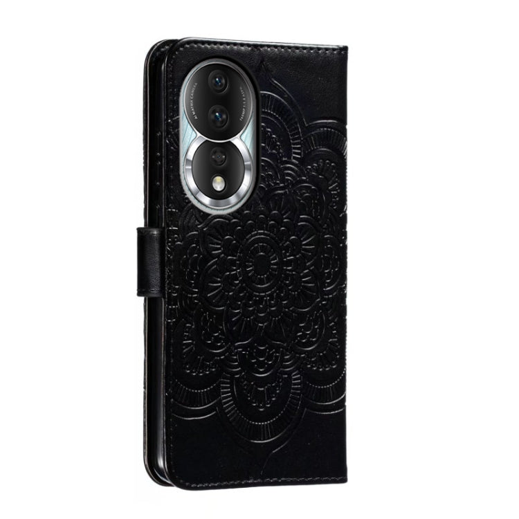 For Honor 80 Sun Mandala Embossing Pattern Phone Leather Case