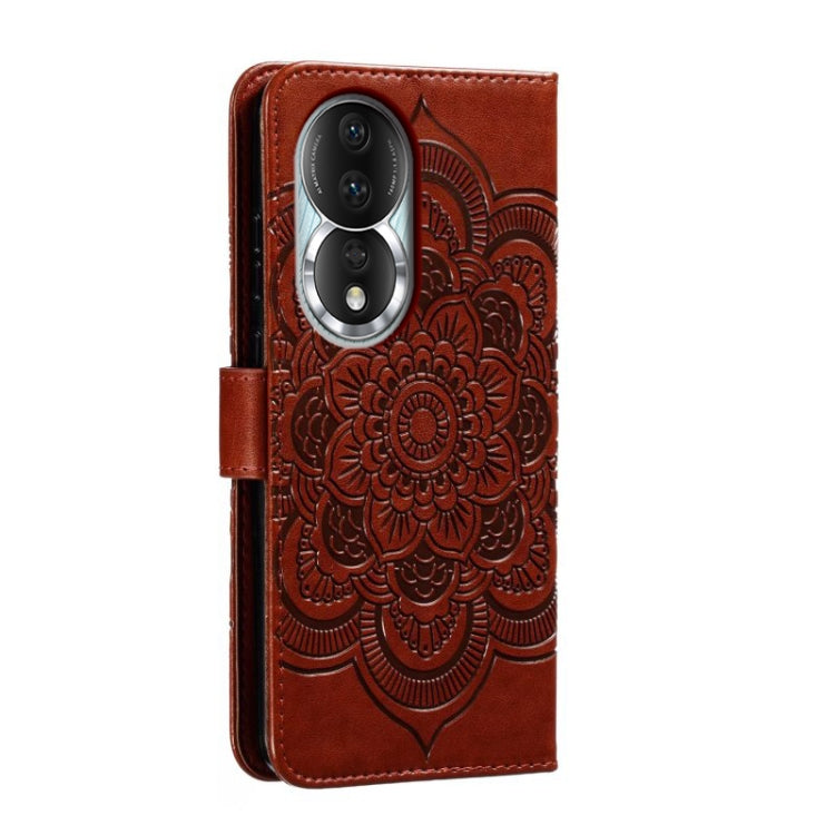 For Honor 80 Sun Mandala Embossing Pattern Phone Leather Case