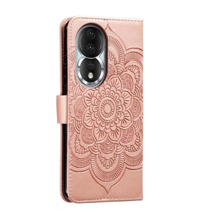 For Honor 80 Sun Mandala Embossing Pattern Phone Leather Case