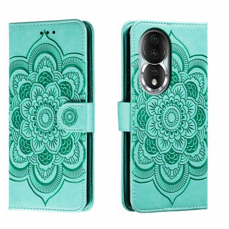 For Honor 80 Sun Mandala Embossing Pattern Phone Leather Case