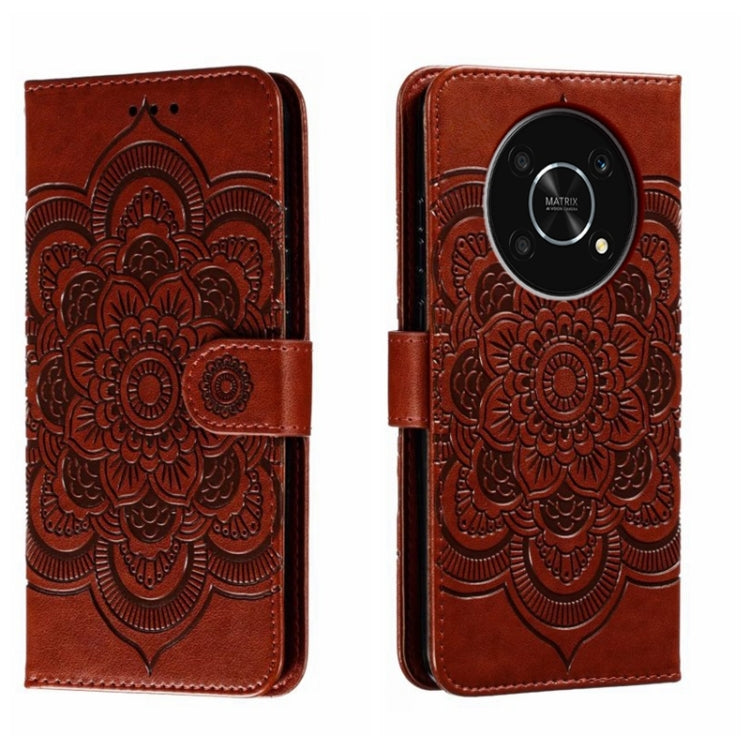 For Honor X30 5G Sun Mandala Embossing Pattern Phone Leather Case