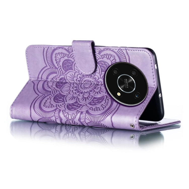 For Honor X30 5G Sun Mandala Embossing Pattern Phone Leather Case