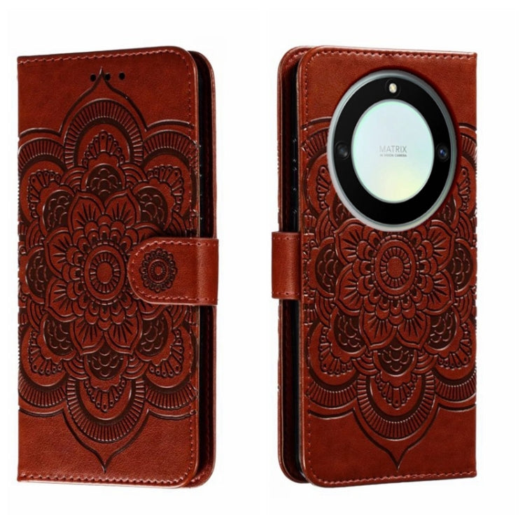 For Honor X40 Sun Mandala Embossing Pattern Phone Leather Case