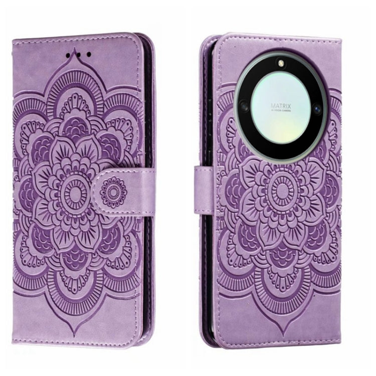 For Honor X40 Sun Mandala Embossing Pattern Phone Leather Case