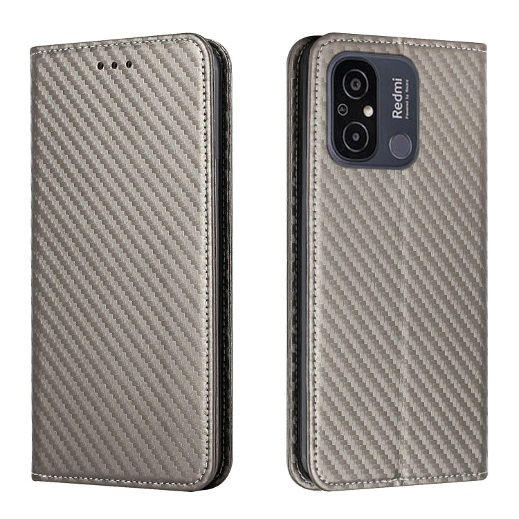 For Xiaomi Redmi 12C Carbon Fiber Texture Magnetic Flip Leather Phone Case