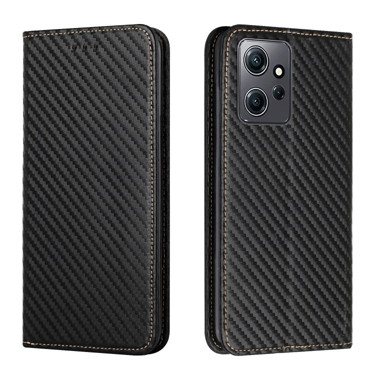 For Xiaomi Redmi Note 12 4G Global Carbon Fiber Texture Magnetic Flip Leather Phone Case
