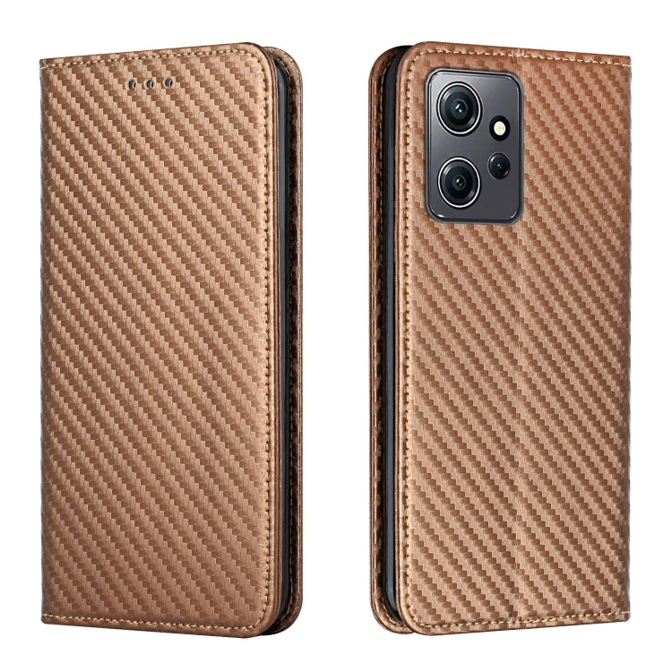 For Xiaomi Redmi Note 12 4G Global Carbon Fiber Texture Magnetic Flip Leather Phone Case