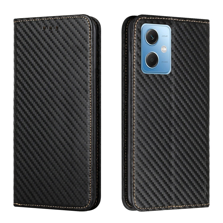 For Xiaomi Redmi Note 12 5G Global/Poco X5 Carbon Fiber Texture Magnetic Flip Leather Phone Case