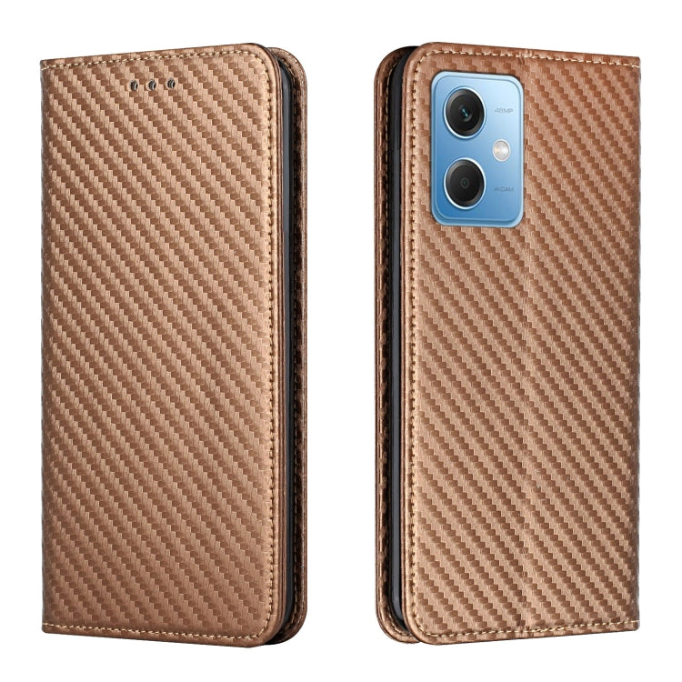 For Xiaomi Redmi Note 12 5G Global/Poco X5 Carbon Fiber Texture Magnetic Flip Leather Phone Case