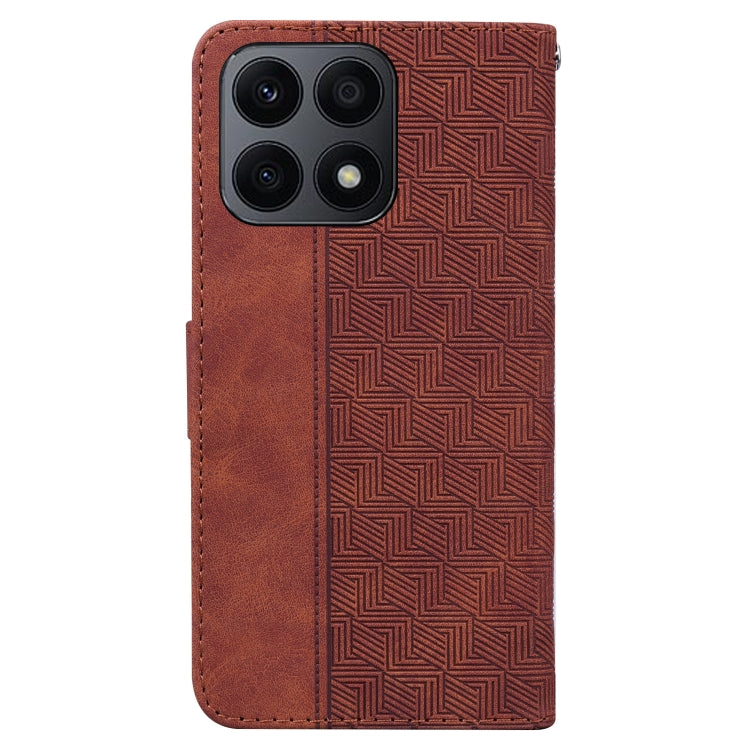 For Honor X8a Geometric Embossed Leather Phone Case