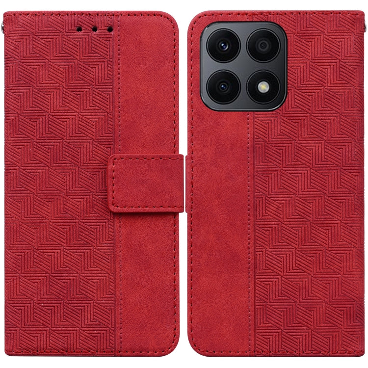 For Honor X8a Geometric Embossed Leather Phone Case