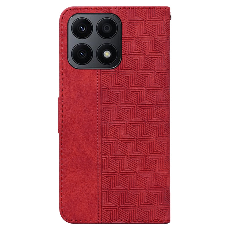 For Honor X8a Geometric Embossed Leather Phone Case