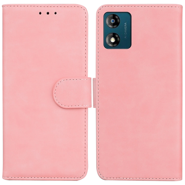 For Motorola Moto E13 Skin Feel Pure Color Flip Leather Phone Case