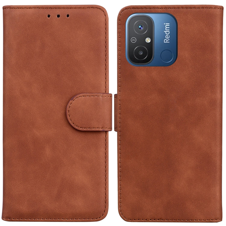 For Xiaomi Redmi 12C / 11A Skin Feel Pure Color Flip Leather Phone Case