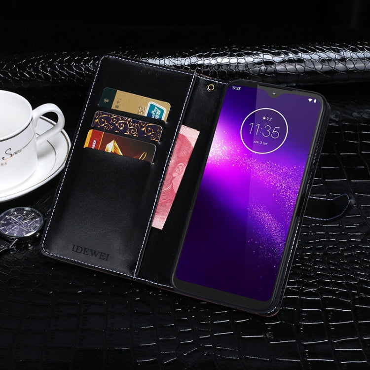For Motorola One Macro idewei Crocodile Texture Horizontal Flip Leather Case with Holder & Card Slots & Wallet