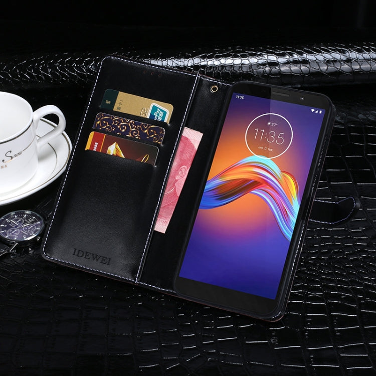 For Motorola Moto E6 Play idewei Crocodile Texture Horizontal Flip Leather Case with Holder & Card Slots & Wallet