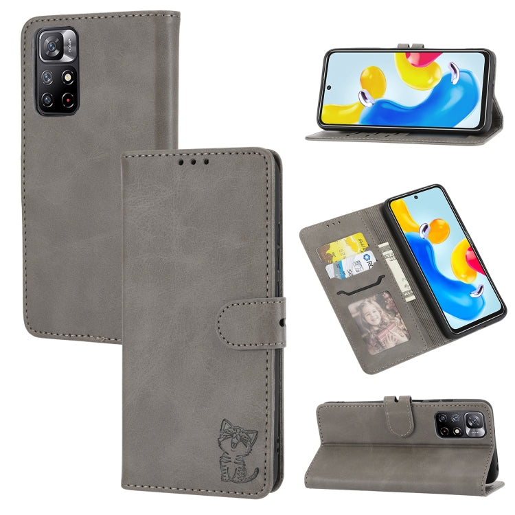 For Xiaomi 12T/12T Pro/Redmi K50 Ultra Embossed Happy Cat Pattern Flip Leather Phone Case