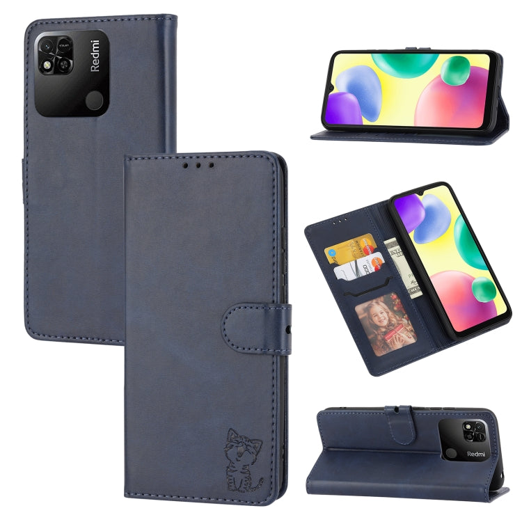 For Xiaomi 13 Embossed Happy Cat Pattern Flip Leather Phone Case