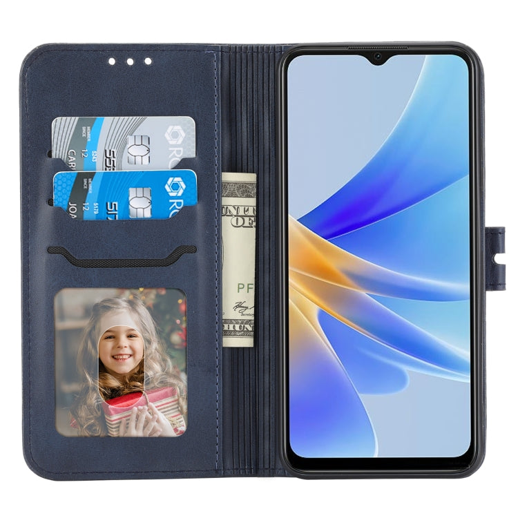 For OPPO A17 Embossed Happy Cat Pattern Flip Leather Phone Case