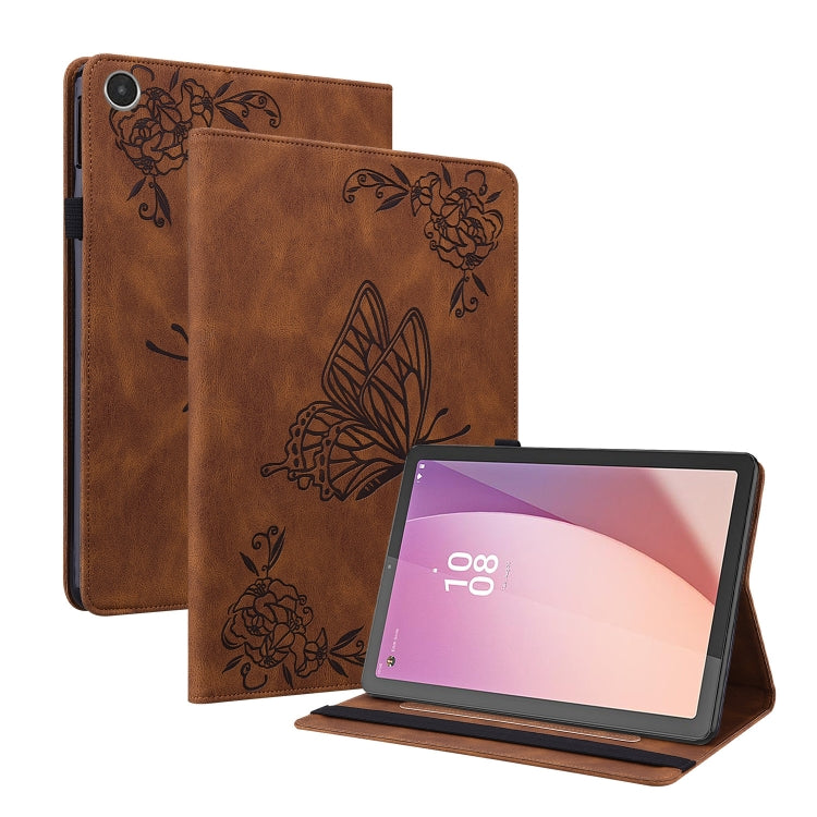For Lenovo Tab M8 4th Gen TB-300FU Butterfly Flower Embossed Leather Tablet Case