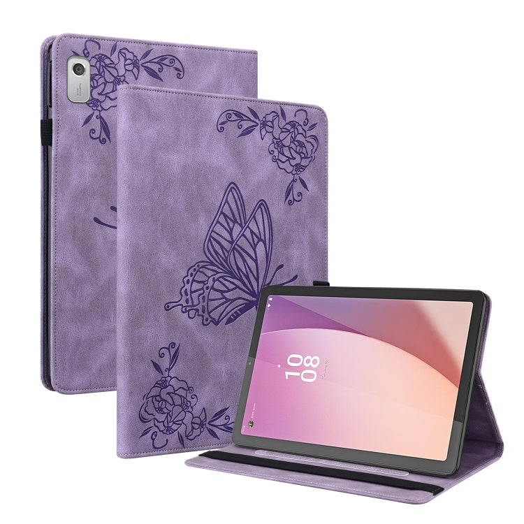 For Lenovo Tab M9 Butterfly Flower Embossed Leather Tablet Case