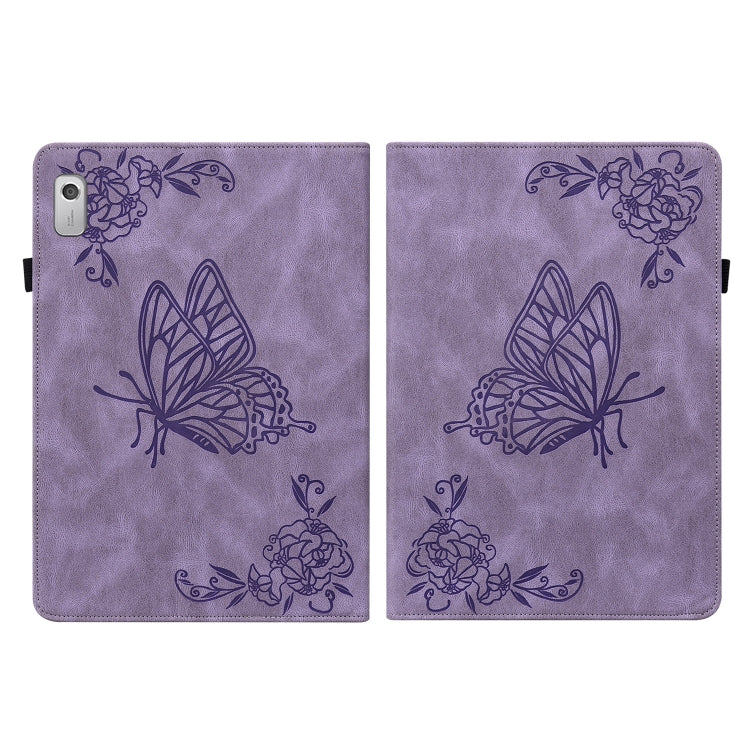 For Lenovo Tab M9 Butterfly Flower Embossed Leather Tablet Case