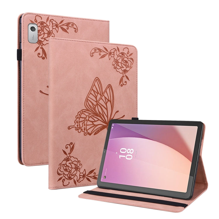 For Lenovo Tab M9 Butterfly Flower Embossed Leather Tablet Case