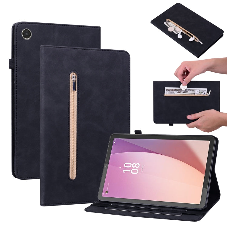 For Lenovo Tab M8 4th Gen TB-300FU Skin Feel Solid Color Zipper Leather Tablet Case