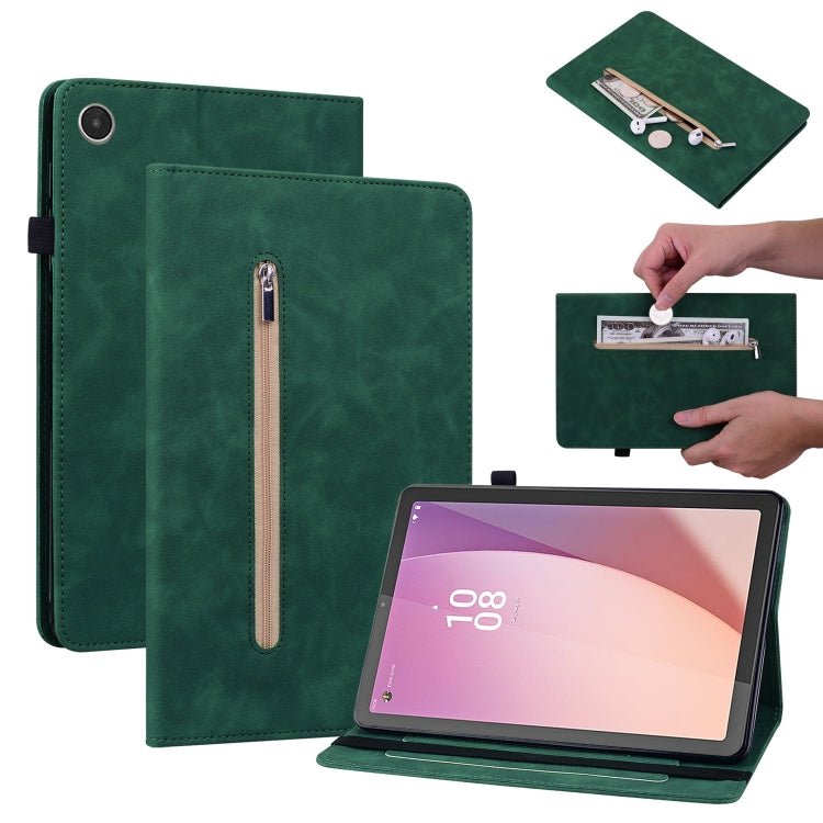 For Lenovo Tab M8 4th Gen TB-300FU Skin Feel Solid Color Zipper Leather Tablet Case
