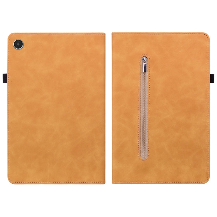 For Lenovo Tab M8 4th Gen TB-300FU Skin Feel Solid Color Zipper Leather Tablet Case