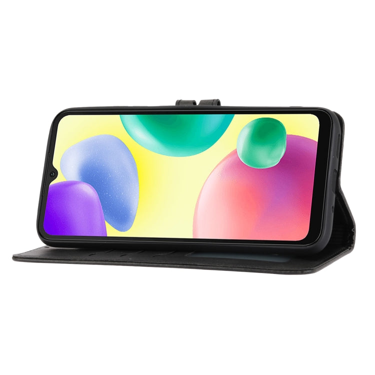 For Xiaomi Redmi 12C Embossed Happy Cat Pattern Flip Leather Phone Case