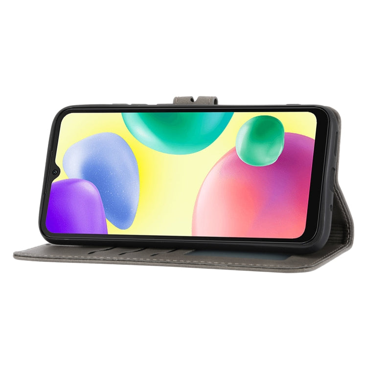 For Xiaomi Redmi 12C Embossed Happy Cat Pattern Flip Leather Phone Case