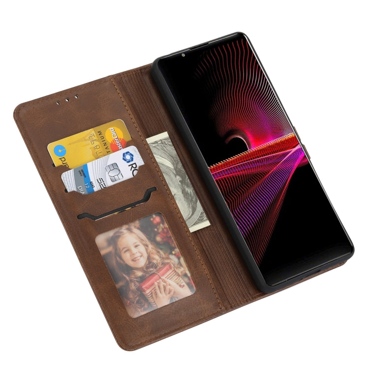 For Sony Xperia 10 V Embossed Happy Cat Pattern Flip Leather Phone Case