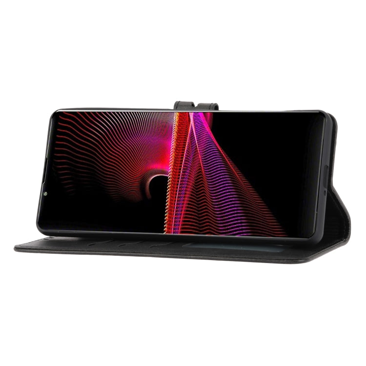 For Sony Xperia 10 V Embossed Happy Cat Pattern Flip Leather Phone Case