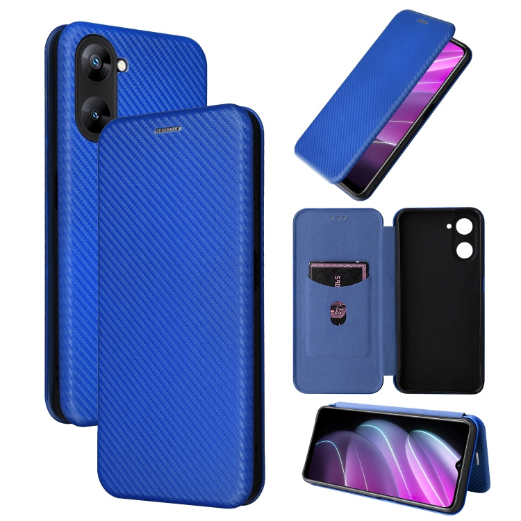 For Realme V30 / V30T Carbon Fiber Texture Flip Leather Phone Case