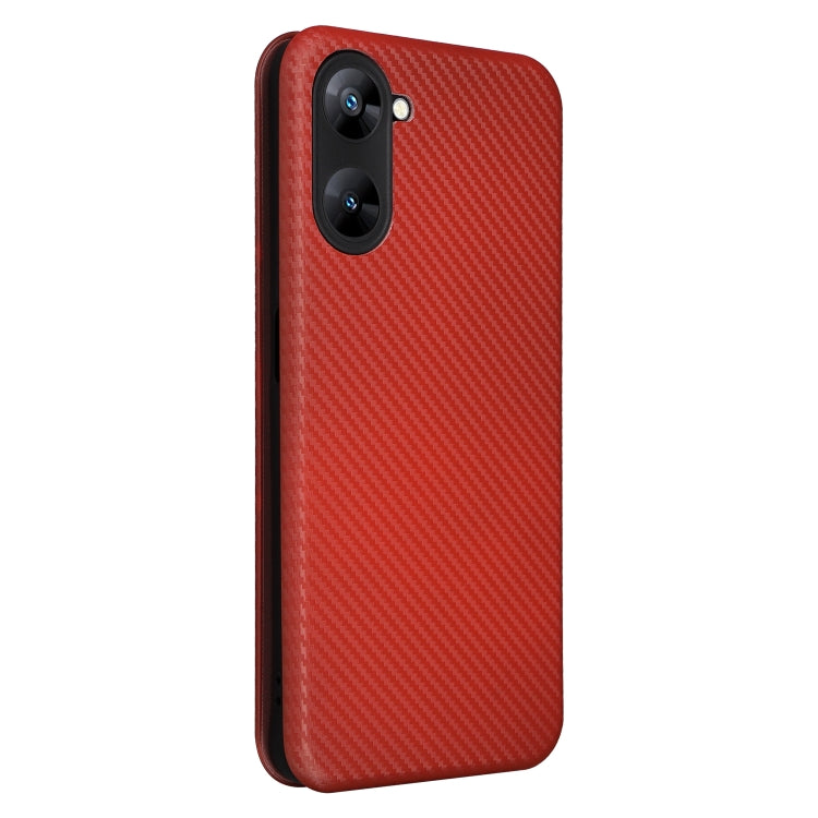 For Realme V30 / V30T Carbon Fiber Texture Flip Leather Phone Case