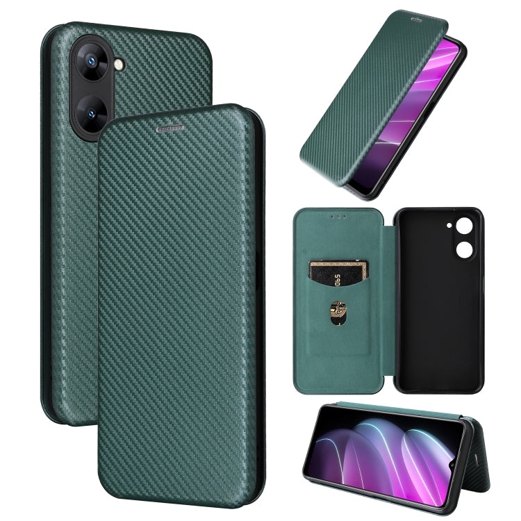 For Realme V30 / V30T Carbon Fiber Texture Flip Leather Phone Case